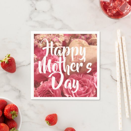 Gelukkig Roos op moederdag Servet (Insitu)