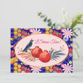 Gelukkig Rosh Hashana Joods Nieuwjaar Bloempatroon Feestdagenkaart (Staand voorkant)