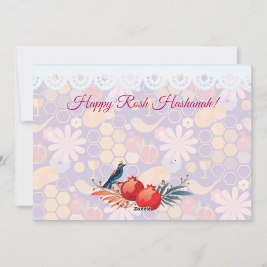 Gelukkig Rosh Hashana Joods Nieuwjaar Bloempatroon Feestdagenkaart (Achterkant)