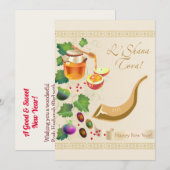 Gelukkig Rosh Hashana Joods Nieuwjaar Honing & App Kaart (Voorkant / Achterkant)