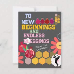 Gelukkig Rosh Hashanah Joods Nieuwjaar Bloempatroo Briefkaart