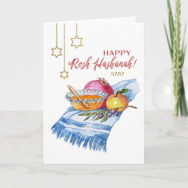 Gelukkig Rosj Hasjana in waterverf Kaart