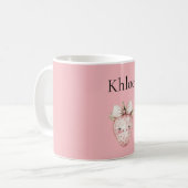 Gelukkig Roze Aardbei Koffiemok (Voorkant links)