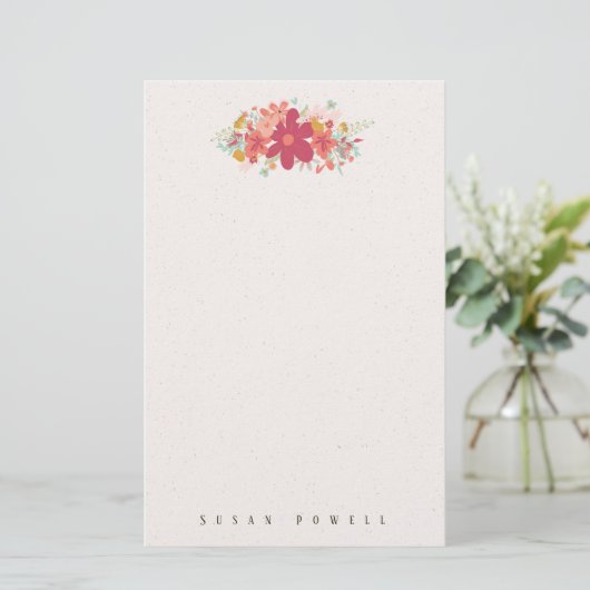 Gelukkig Roze Bloemenspattend Briefpapier (Staand voorkant)