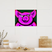 Gelukkig Roze Varken Poster (Keuken)