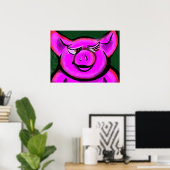 Gelukkig Roze Varken Poster (Thuiskantoor)