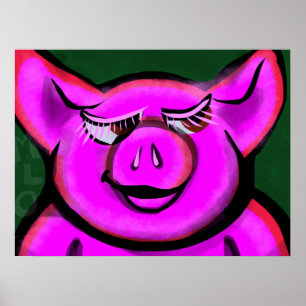 Gelukkig Roze Varken Poster