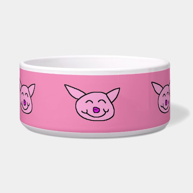 Gelukkig Roze Varken Voerbakje (Voorkant)