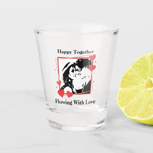 Gelukkig samen vloeiend van liefde hart Lijst Shot Glas (Voorkant)