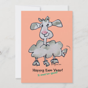 Gelukkig Schaap Jaar! Het wol goed zijn Cartoonsch Feestdagenkaart