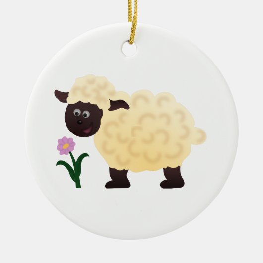 Gelukkig Schaap Keramisch Ornament (Voorkant)