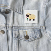 Gelukkig Schaap Vierkante Button 5,1 Cm (In situ)