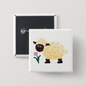 Gelukkig Schaap Vierkante Button 5,1 Cm (Voorkant /achterkant)