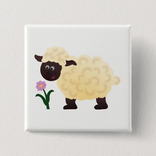 Gelukkig Schaap Vierkante Button 5,1 Cm (Voorkant)