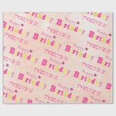 Gelukkig Schattige 12e verjaardag roze geel Cadeaupapier (Vlak)