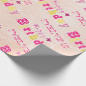 Gelukkig Schattige 12e verjaardag roze geel Cadeaupapier (Hoek)
