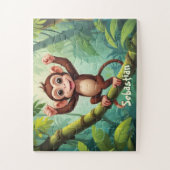 Gelukkig Schattige Aap In Oerwoud Gepersonaliseerd Legpuzzel (Verticaal)