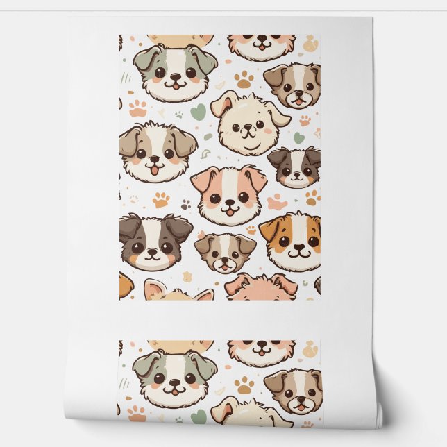 Gelukkig Schattige Puppies Pattern Behang (Afrollen)