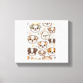 Gelukkig Schattige Puppies Pattern Canvas Afdruk