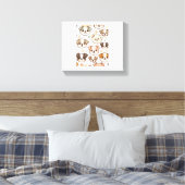 Gelukkig Schattige Puppies Pattern Canvas Afdruk (Insitu (Slaapkamer))