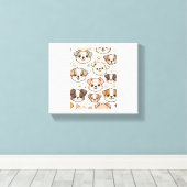 Gelukkig Schattige Puppies Pattern Canvas Afdruk (Insitu (Houten vloer))
