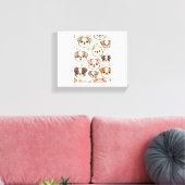 Gelukkig Schattige Puppies Pattern Canvas Afdruk (Insitu (Woonkamer))