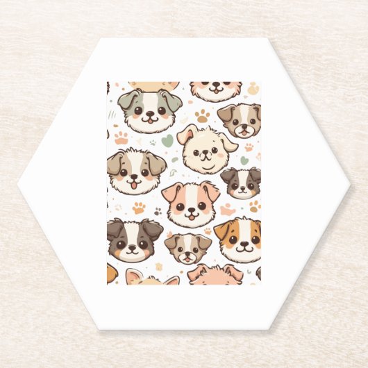 Gelukkig Schattige Puppies Pattern Kartonnen Onderzetters (Voorkant)