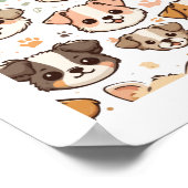 Gelukkig Schattige Puppies Pattern Poster (Hoek)