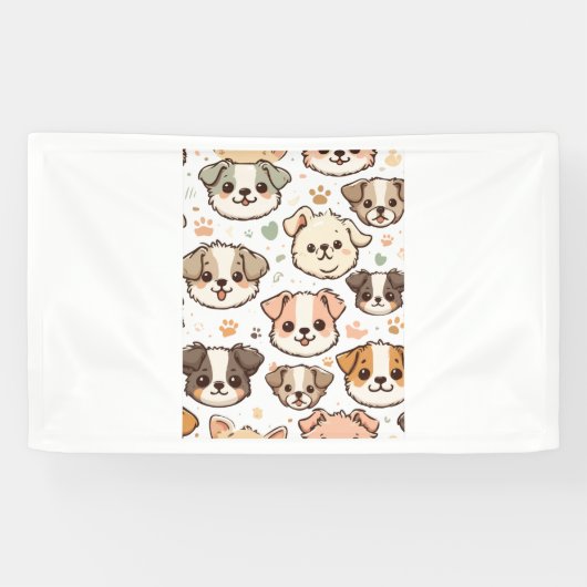 Gelukkig Schattige Puppies Pattern Spandoek (Horizontaal)