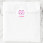 Gelukkig schattige roze kawaii wolkennaam ronde sticker (Tas)