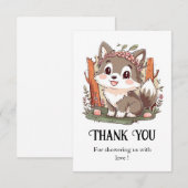 Gelukkig Schattige Wolf Baby shower Bedankkaart (Voorkant / Achterkant)