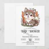 Gelukkig Schattige Wolf Baby shower Kaart (Voorkant / Achterkant)