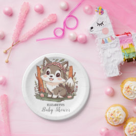Gelukkig Schattige Wolf Baby shower Papieren Bordje