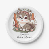 Gelukkig Schattige Wolf Baby shower Papieren Bordje (Voorkant)