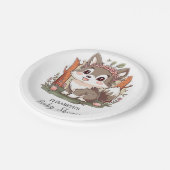 Gelukkig Schattige Wolf Baby shower Papieren Bordje (Gekanteld)