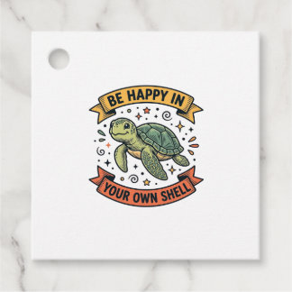 Gelukkig Schildpad Citaat Vintage Gravure Ontwerp_ Bedankjes Labels