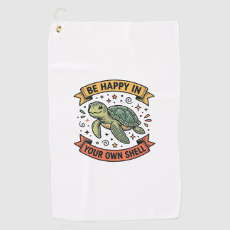 Gelukkig Schildpad Citaat Vintage Gravure Ontwerp_ Golfhanddoek