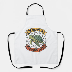 Gelukkig Schildpad Citaat Vintage Gravure Ontwerp_ Schort