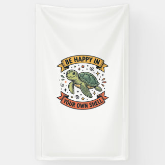 Gelukkig Schildpad Citaat Vintage Gravure Ontwerp_ Spandoek