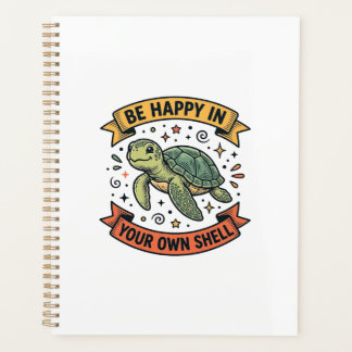 Gelukkig Schildpadcitaat Vintage Gravure Ontwerp_1 Planner