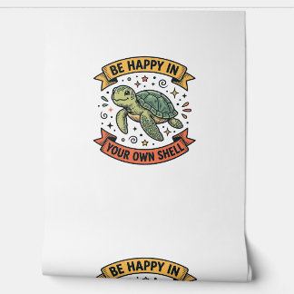 Gelukkig Schildpadcitaat Vintage Gravureontwerp_1 Behang