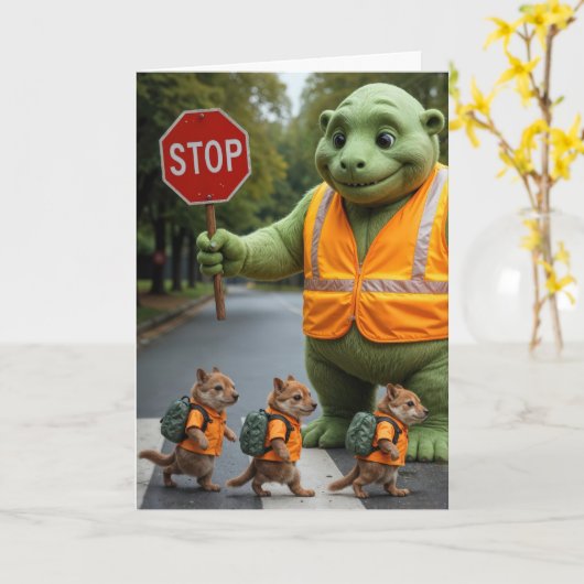 Gelukkig schooljaar Crossing Guard Kaart (Gele Bloem)