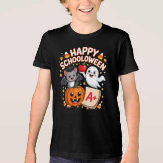 Gelukkig Schooloween Schattig Geestje Pompoen A+ Tri-Blend Shirt