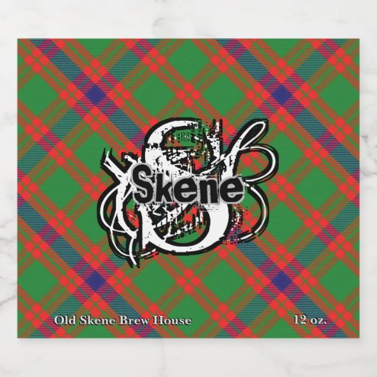 Gelukkig Scotsman Clan Skene Tartan Monogram Bier Etiket (Enkel label)