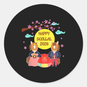 Gelukkig Seollal 2026 Koreaans Maan Nieuwjaar van Ronde Sticker