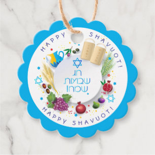 Gelukkig SHAVUOT decoratief ornament zeven soorten Bedankjes Labels
