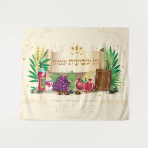 Gelukkig SHAVUOT decoratief ornament zeven soorten Wandkleed