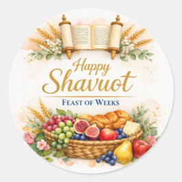Gelukkig Shavuot Sticker, Feest Vruchten  Ronde Sticker