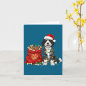 Gelukkig Sheepadoodle Kerstverlichting Hond Moeder Kaart (Gele Bloem)