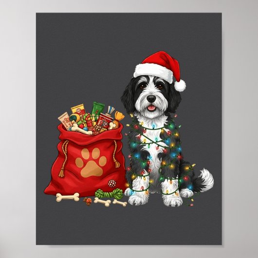 Gelukkig Sheepadoodle Kerstverlichting Hond Moeder Poster (Voorkant)